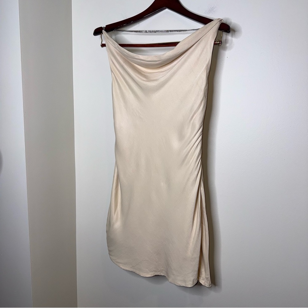 Zara Draped Satin Effect Halter Dress - Picture 3 of 7